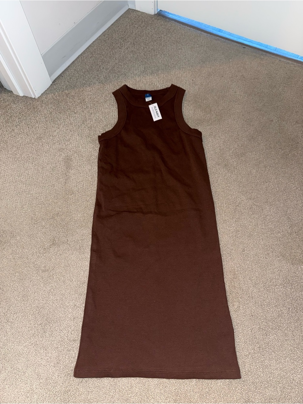 NWT Old Navy Women’s Sleeveless Ribbed Tank Dress in Brown